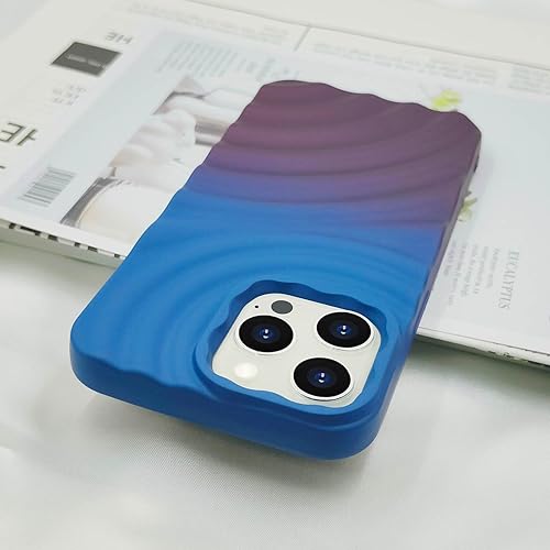 Miniatura 3 de Womdakon Compatible con iPhone 13 Pro Max - Funda para teléfono para niñas, diseño de onda engarzada bicolor con degradado de silicona suave, a