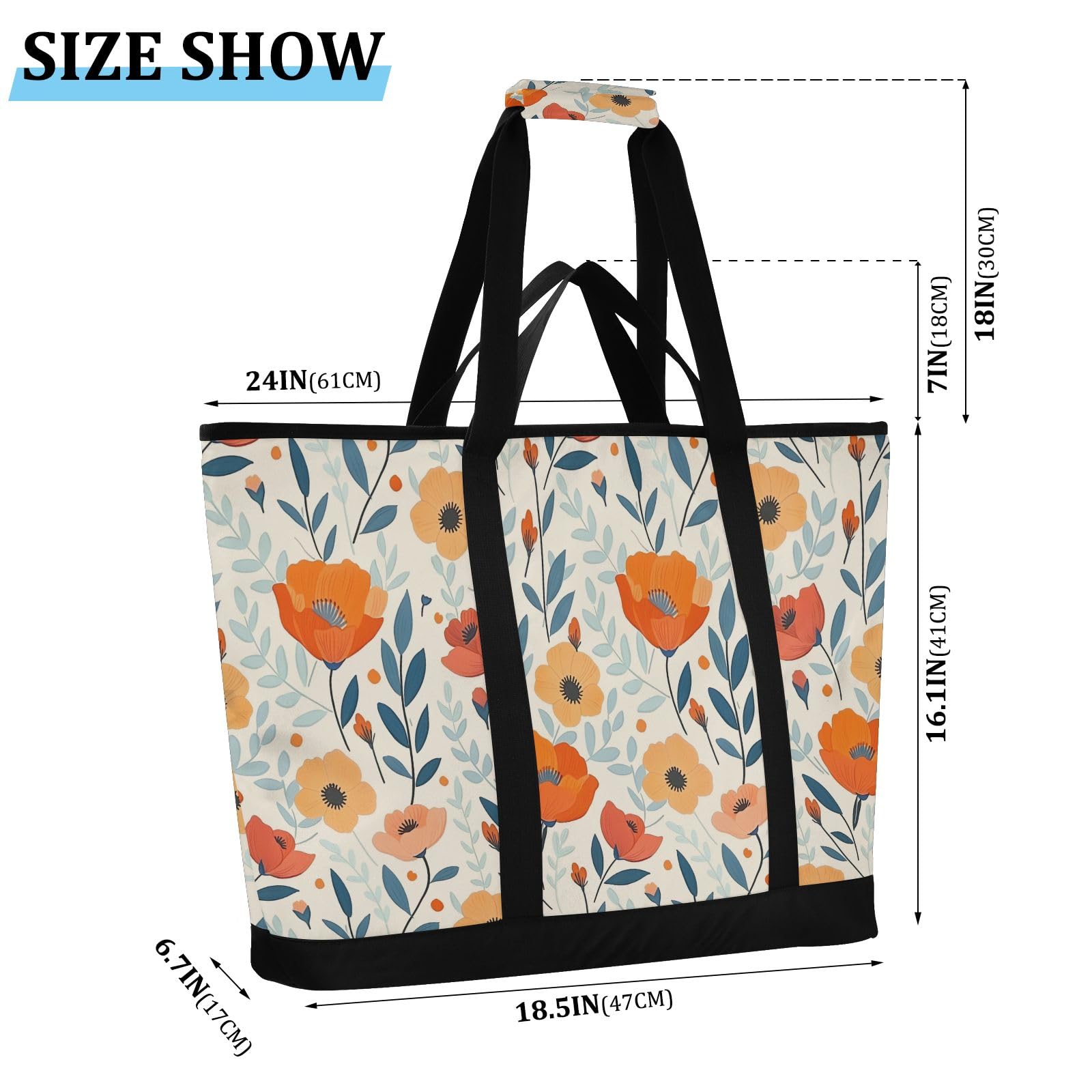 Cozy Red Beautiful Flower - Bolsa térmica térmica reutilizable con cremallera, bolsa térmica grande portátil para viajes o camping