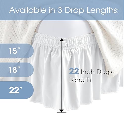 Vista 41 de FreshCulture Falda de cama King, con volantes antipolvo para cama de tamaño King, fácil ajuste con caída a medida de 15 pulgadas, falda de cama