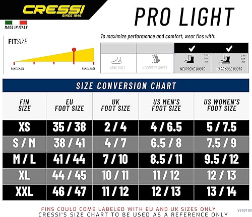 Miniatura 6 de Cressi Aletas de buceo ligeras y bien equilibradas de talón abierto - Pro Light Fabricadas en Italia
