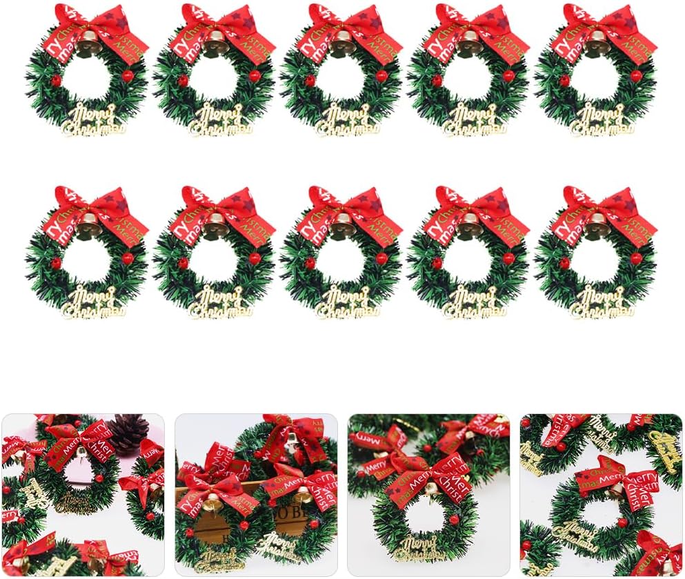 LUOZZY 30pcs Mini Christmas Wreaths Dollhouse Miniature Xmas Wreaths with Berry Bell Merry Christmas Ornaments for Dollhouse Christmas Tree Decoration, 2.3inch - Image 2