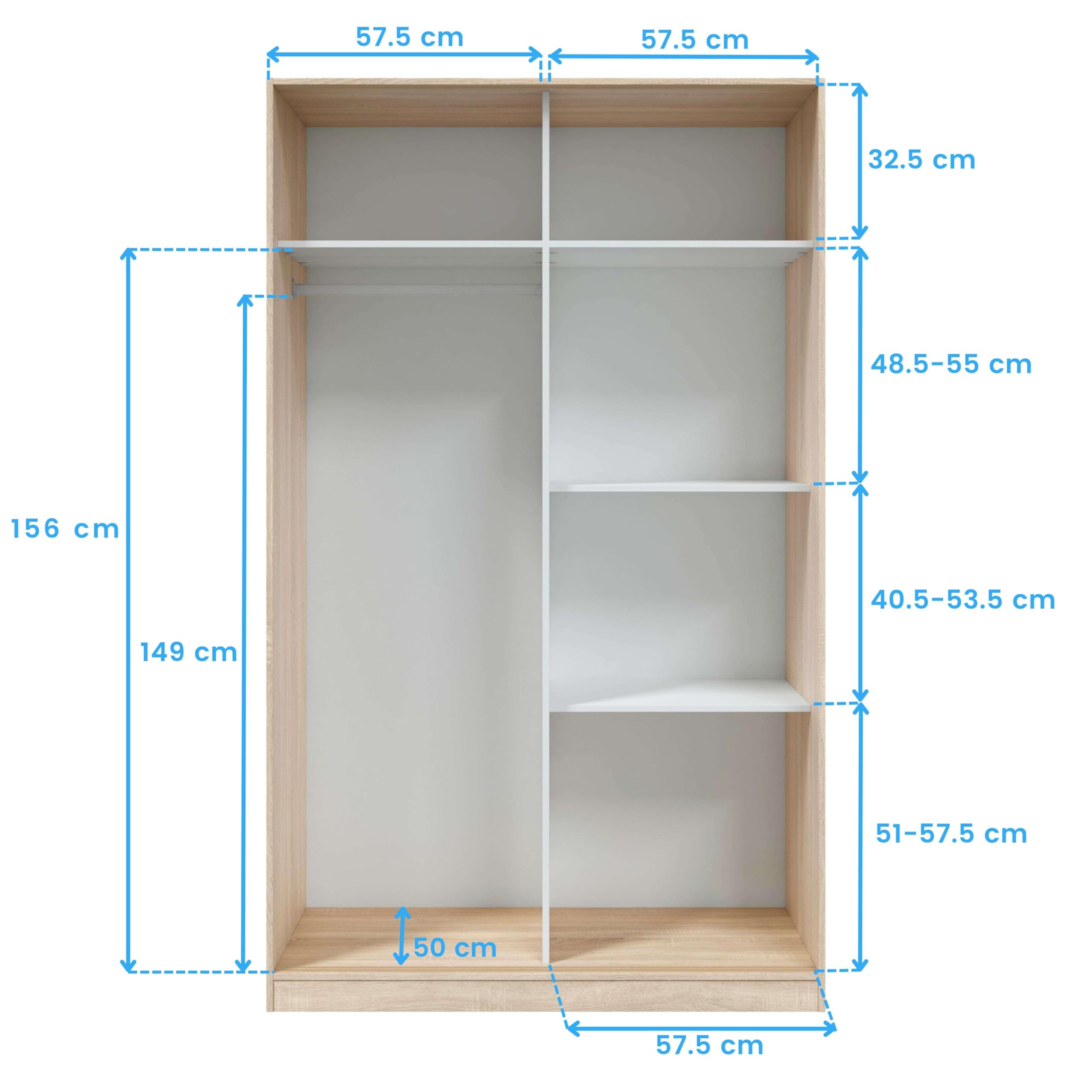 Habitdesign Modèle Enzo Armoire 2 Portes coulissantes 200 x 120 x 50 cm