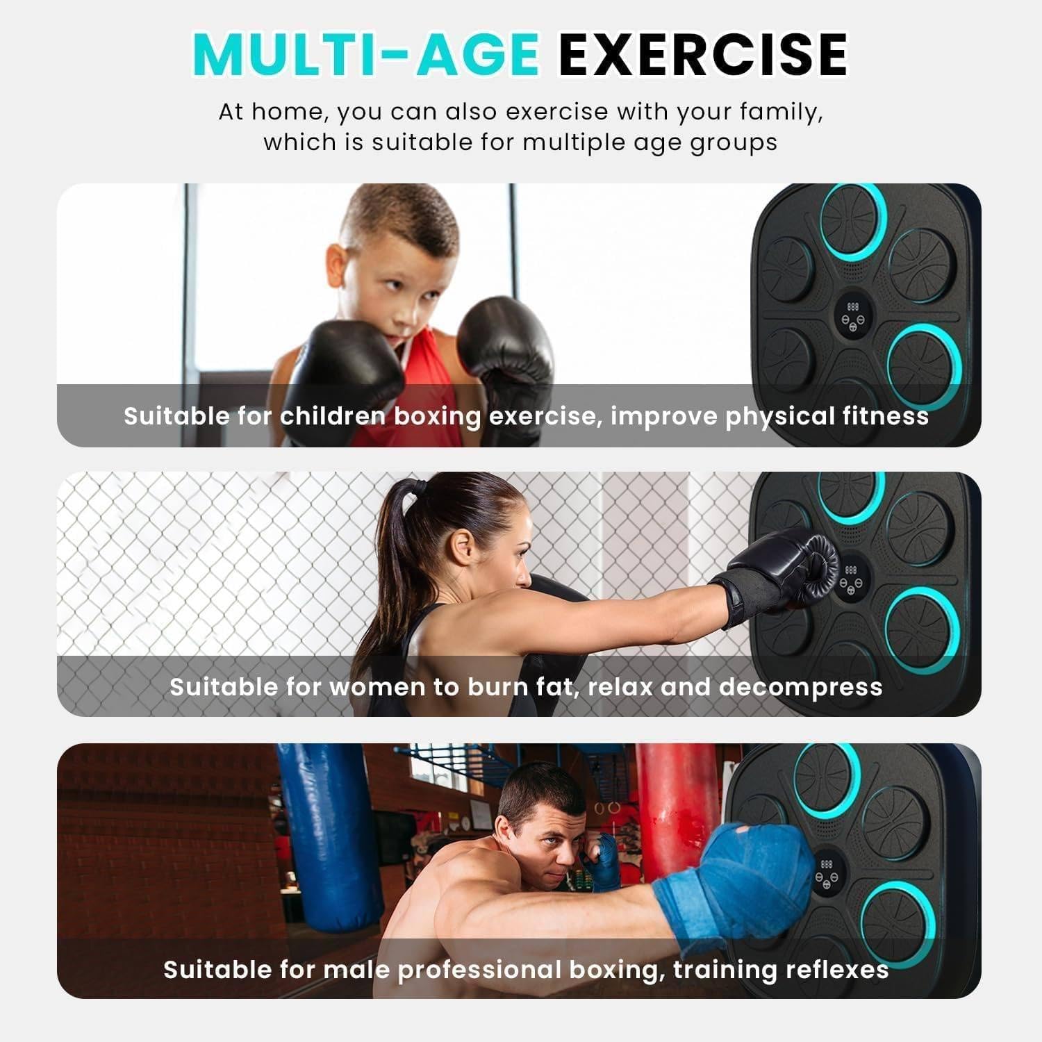 Máquina De Boxeo Con Música Electrónica, Entrenador De Boxeo Inalámbrico, Saco De Arena De Montaje En Pared De Boxeo Electrónico Con Guantes | Equipo De Entrenamiento En Casa,Parent-ChildModel