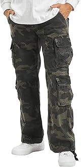 Brandit Authentic Cargo Pants for Men - Extra Long Drawstring, Rear and Cargo Pockets, and Belt and Hanging Loops