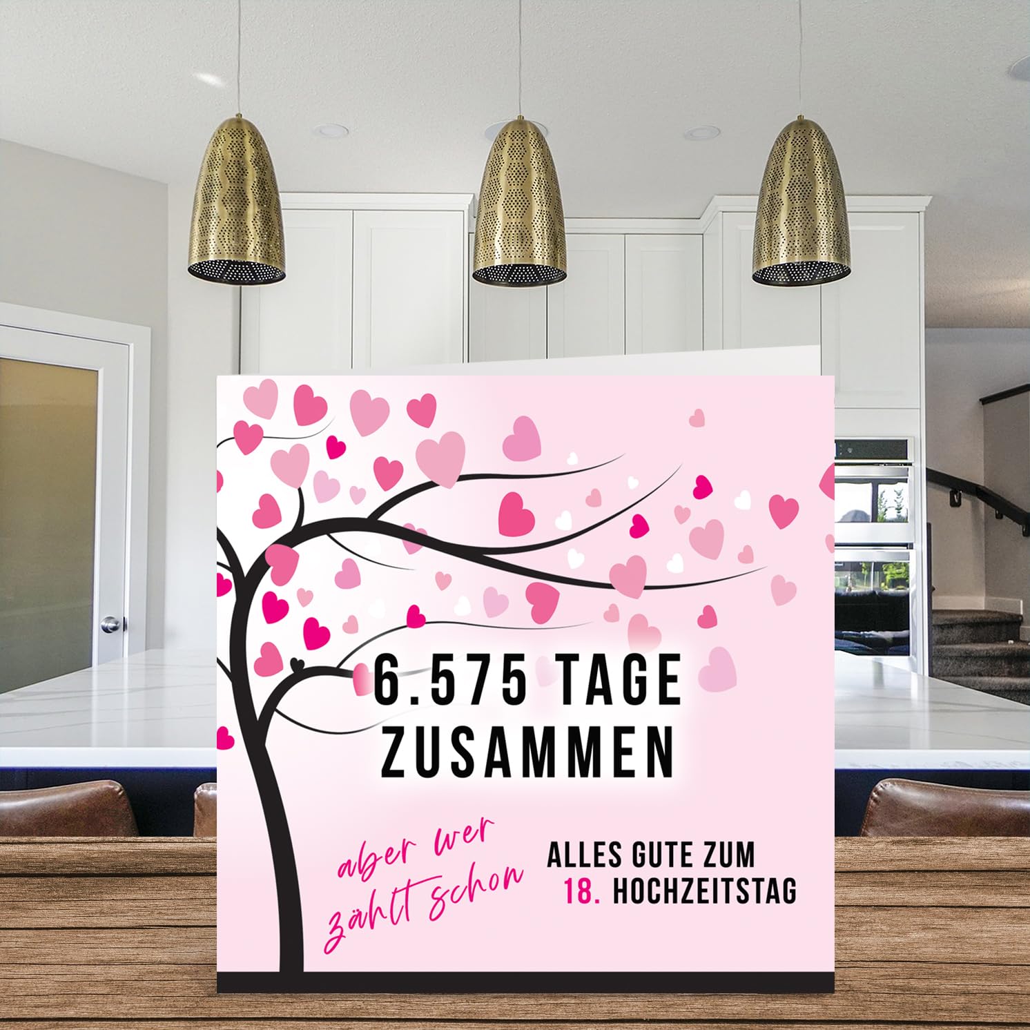 Glückwunschkarte Zum 18. Hochzeitstag – Mit Bären-Motiv & Metall-Token, 148 X 148 Mm