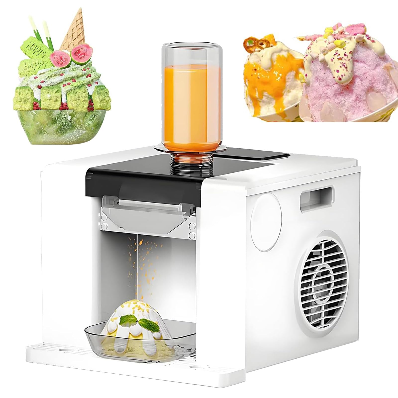 Machine à glace pilée électrique blanche pour sorbets et cônes de neige maison