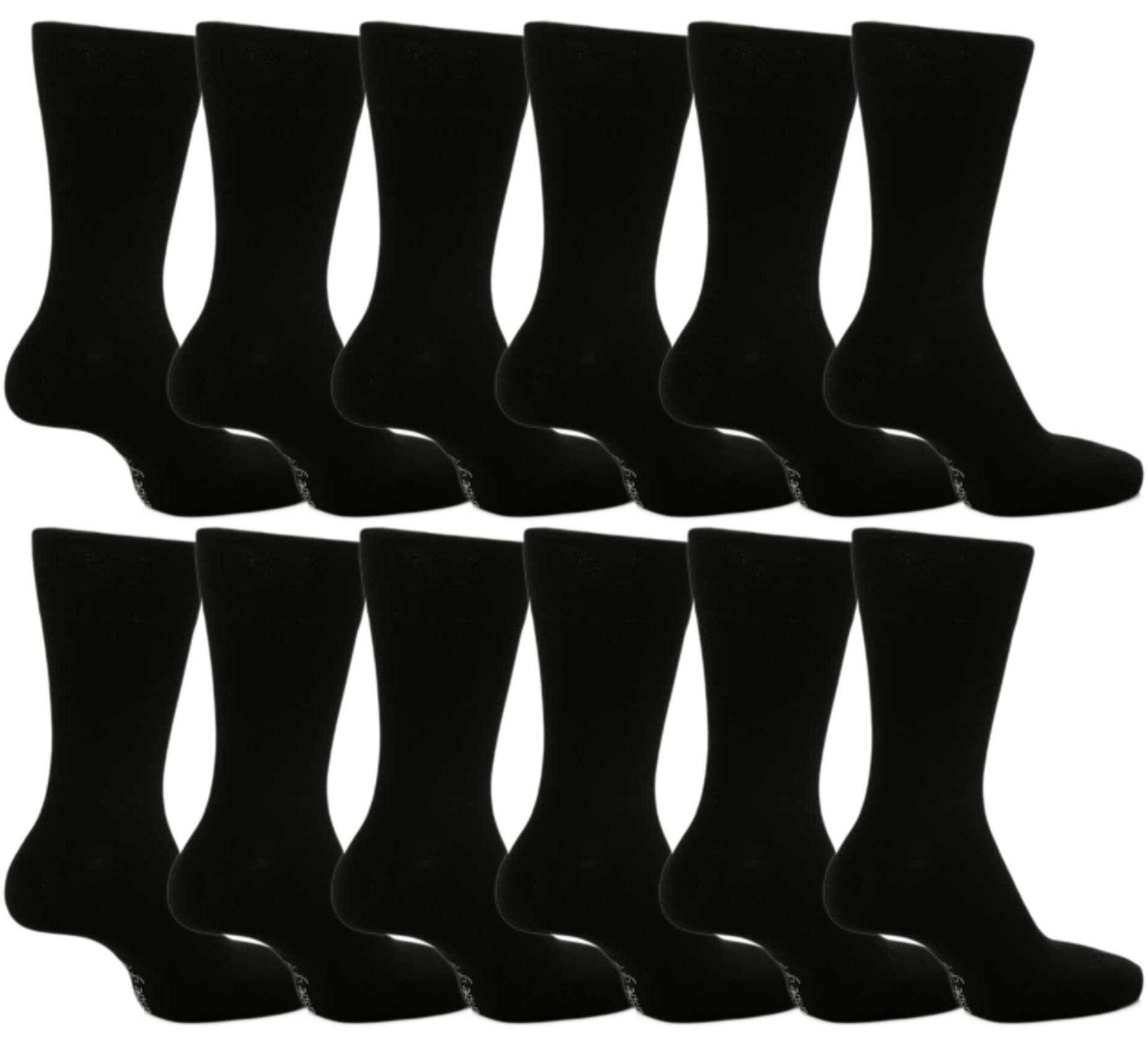 Get Top Marketing Men's Black 12 Pairs 100% Cotton Big Foot Diabetics,Non-Elastic, Soft Top Socks, Size Uk 11-14(Bb10514b)