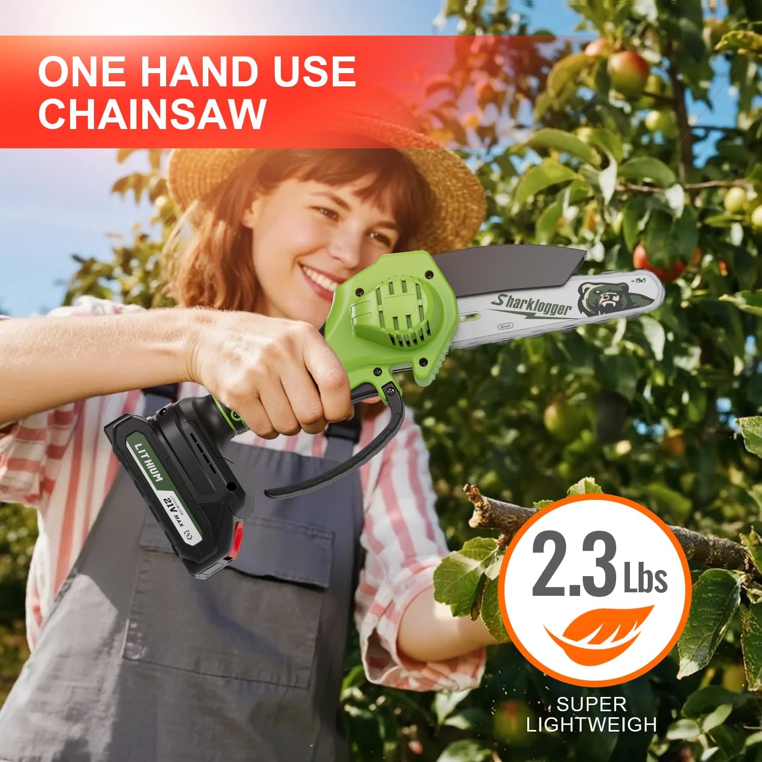Mini Chainsaw, 6-inch Cordless Electric Mini Chainsaw, Portable Handheld Chain Saw for Tree Pruning Shearsand Garden Maintenance, Best Gift for Men Dad Husband(Green)