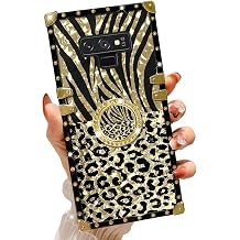 for Samsung Note 9 Phone Case with Ring Stand Retro Elegant Luxury Leopard Cheetah Print Design Gold Full Protective Cover for Girls Women