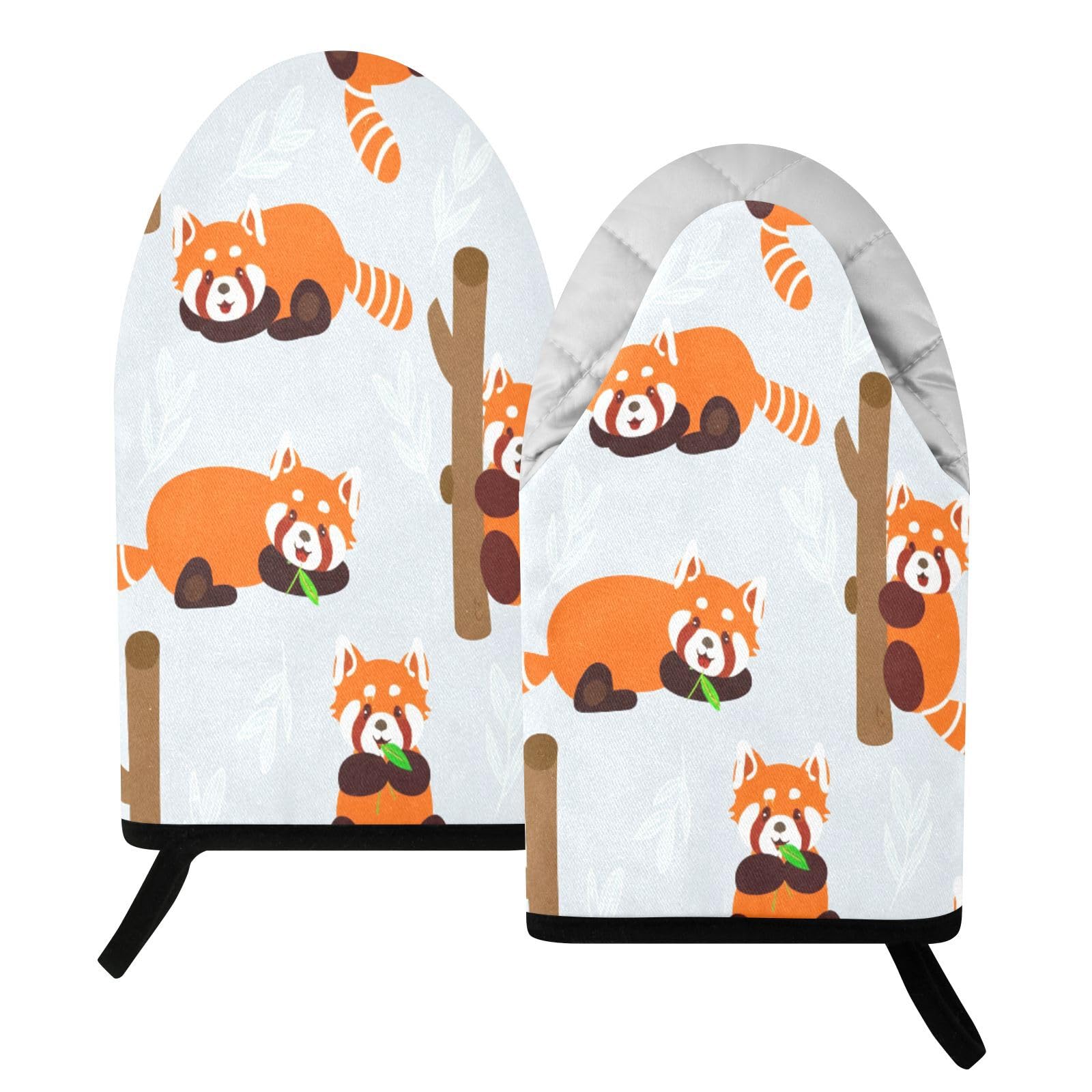 BURSTDDY Cartoon Panda (2) Oven Mitt,Heat Resistant Kitchen Mitts for Cooking