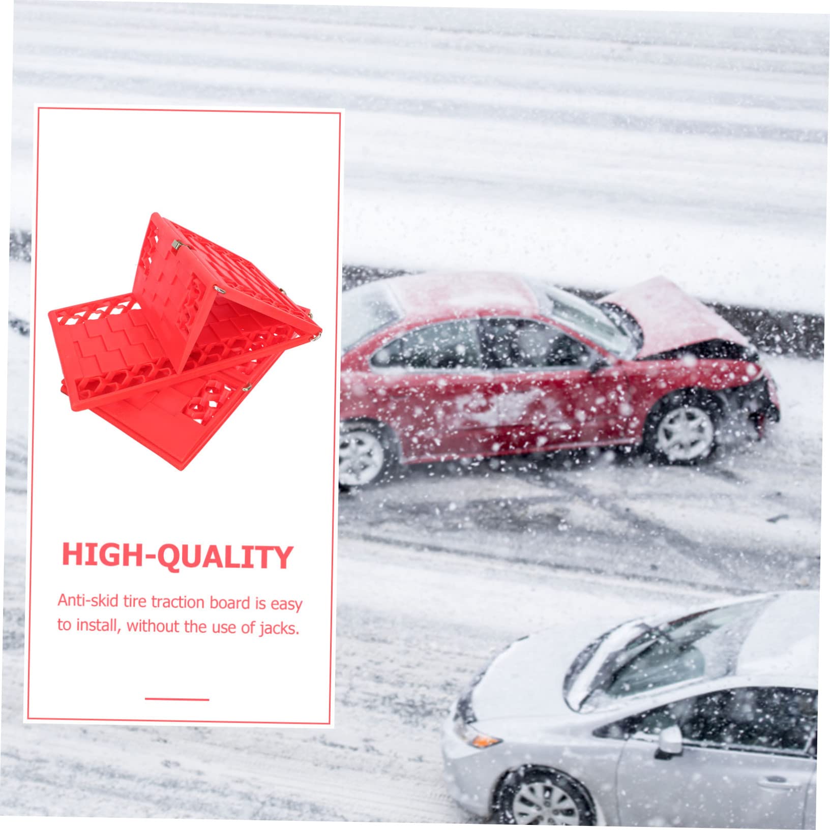 GANAZONO 1 paire de tapis antidérapants pour planche à neige, pneus d'hiver, tapis de récupération de pneus pour moto, planche à boue, roue rouge neige en plastique, antidérapant, tapis de traction
