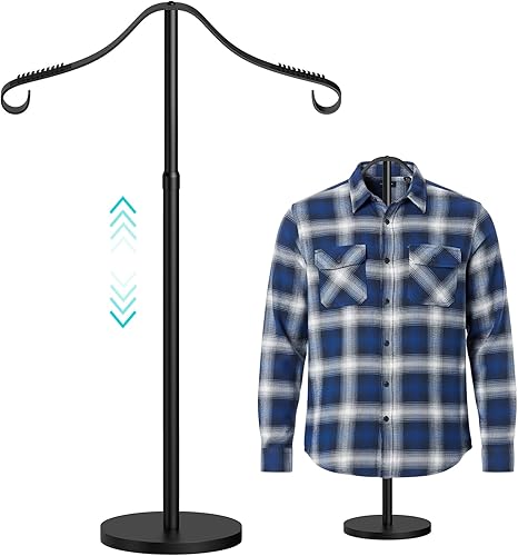 Reusable Shirt Display Stand-Mannequin Torso Tshirt Display Stand for Retail/Vendors,18-33" Adjustable Dress Form Mannequin Stand Clothes Black