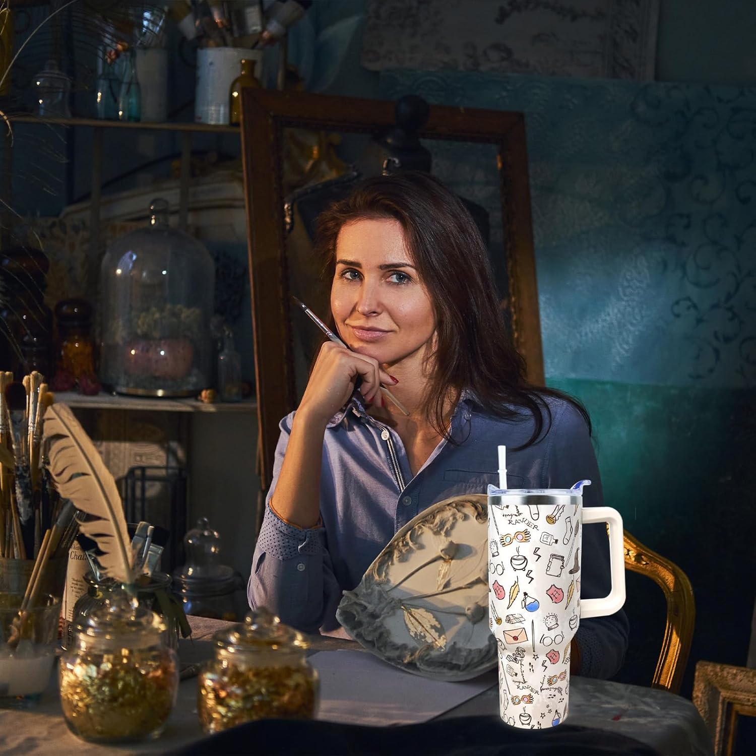 40 oz Tumbler with Handle and Straw Lid Leak Proof - 40 oz Insulated Tumbler for Christmas Birthday Gifts for Women Friend Daughter - Image 4