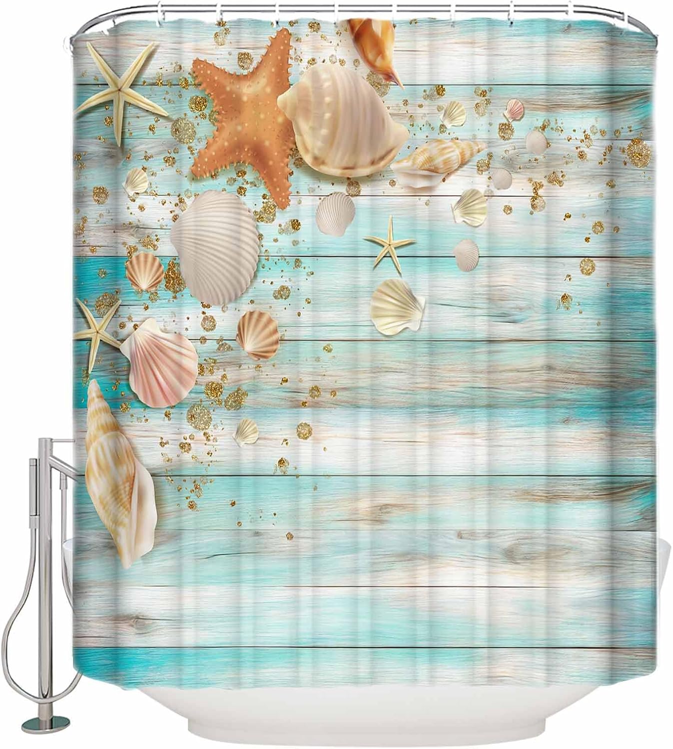 ZOE STORE Shower Curtains for Bathroom Accessories, Wooden