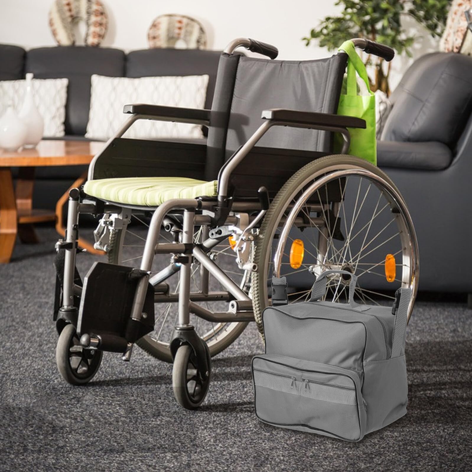 BESTYASH Faltbarer Rollstuhl-rucksack mit Wasserdichtem Material und Mehreren Fächern für Großzügigen Stauraum Einfache Befestigung an Armlehnen und Komfortables Tragen bei Reisen