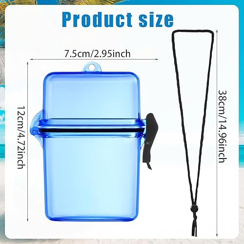 Miniatura 2 de Outus Funda impermeable de 3 piezas para tarjetas de identificación con estuche deportivo flotante con anillo para colgar y cuerda (rosa, azul,