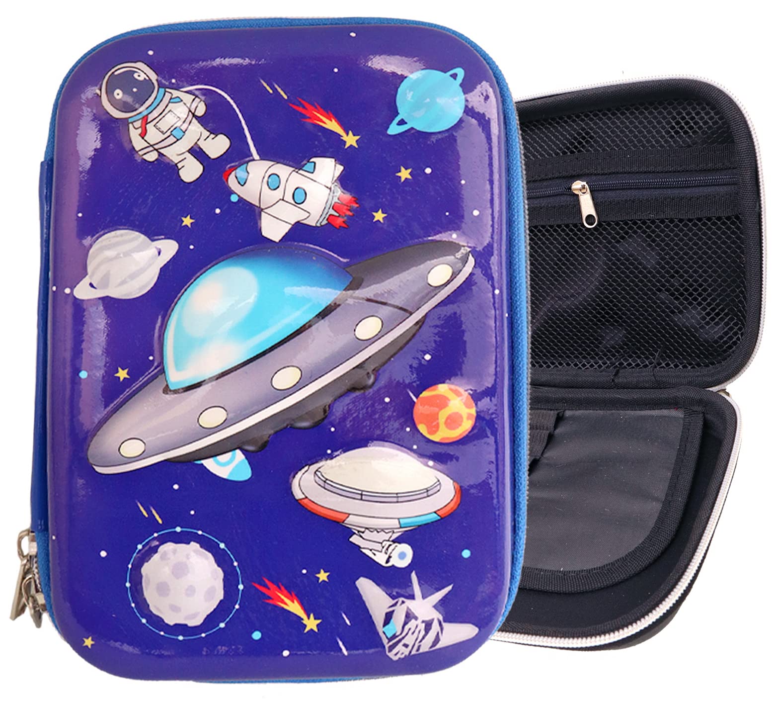 Toyshine Space Theme Hardtop Pencil Case with Compartments - Kids Large Capacity School Supply Organizer Students Stationery Box - Girls Boys Pen Pouch, Dark Blue (B098L7R6BL) Amazon Price History, Amazon Price Tracker