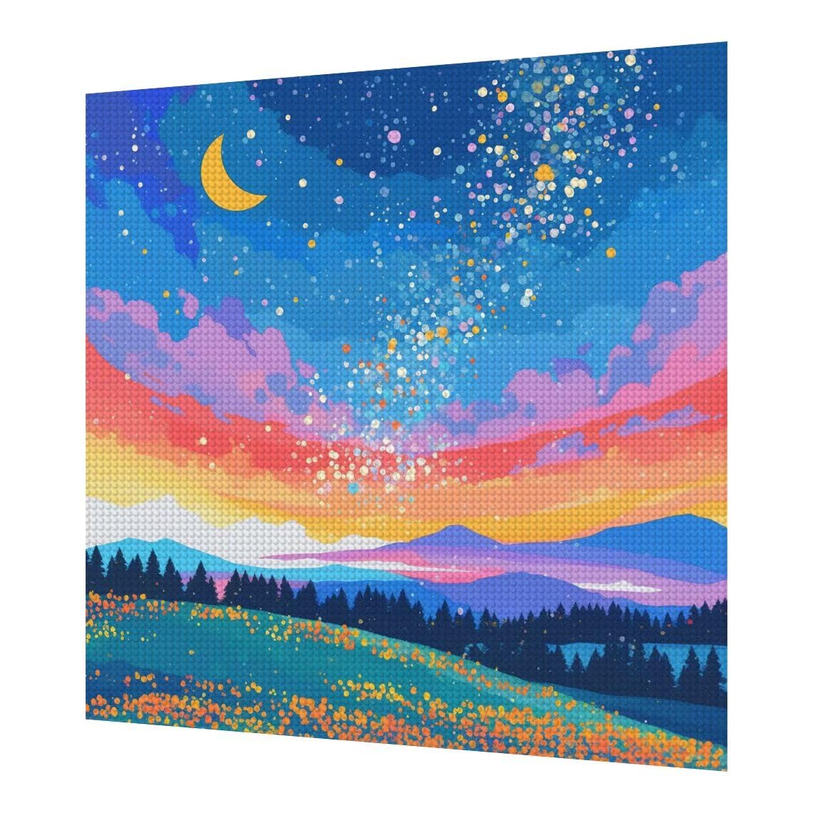 Diament Malarstwo Sen Ścieg krzyżykowy Pełny zestaw 60x80 cm, Diamentowe malowanie 5D Rysunki z diamentami Dorośli Ścieg krzyżykowy Dziecko DIY Diamentowa sztuka dla domu Dekoracja ścienna, Nocny