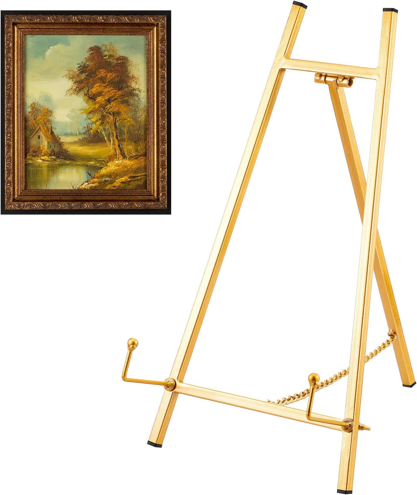 KASTWAVE Table Top Easel Stand 16.5 H x 8.7 W x 4.3 D Metal Easel Stand for Display Tripod Art Picture Mirror Modern Plate Holder Floor Stands for Display Book Photo Wedding Sign(Gold)