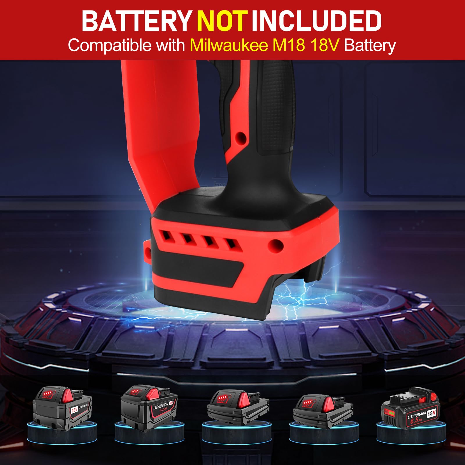 Mini motosierra inalámbrica compatible con batería Milwaukee M18 de 18 V (sin batería) motosierra eléctrica de mano sin escobillas de 12 pulgadas con engrasador automático y bloqueo de seguridad, para