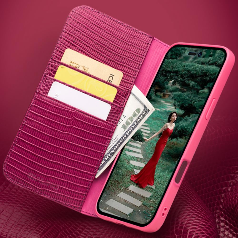 Skórzana Etui na Telefon Kompatybilna z Apple iPhone 16. Klapka, Portfel, Osłona Telefonu Komórkowego, Futerał Jabłko.