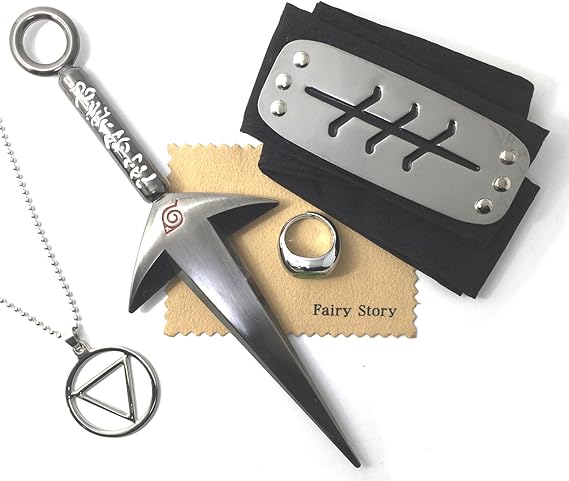 Amazon Fairy Story アウトレット Naruto ナルト ４点セット 波風ミナト 飛雷神のクナイ 暁 飛段 額当て 三 指輪 飛段 ジャシン教 ネックレス モチーフ コスプレ グッズ クロス付き コスプレ 仮装 通販