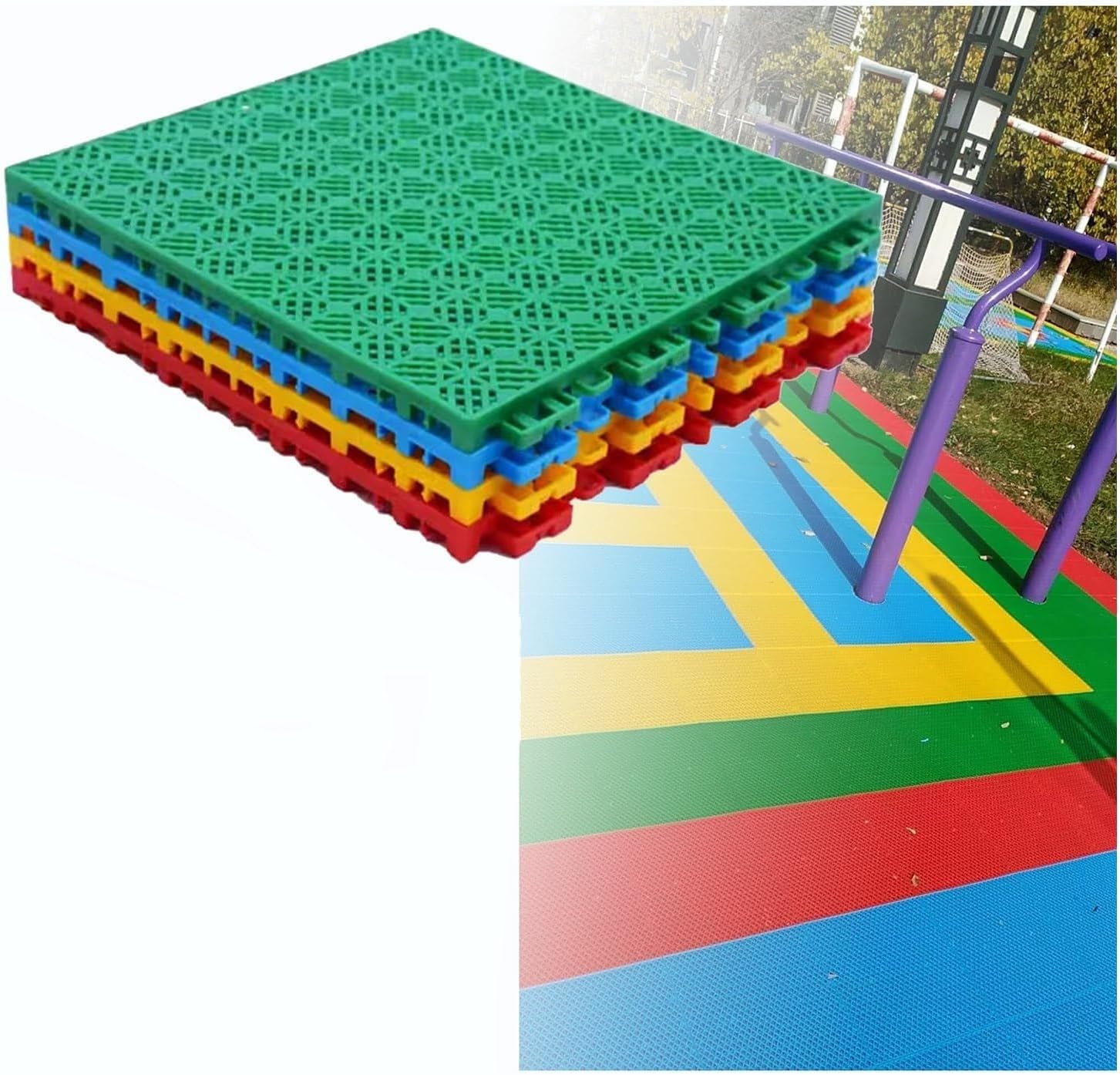 Tapetes modulares entrelazados de rompecabezas verde para parque infantil exterior y guardería