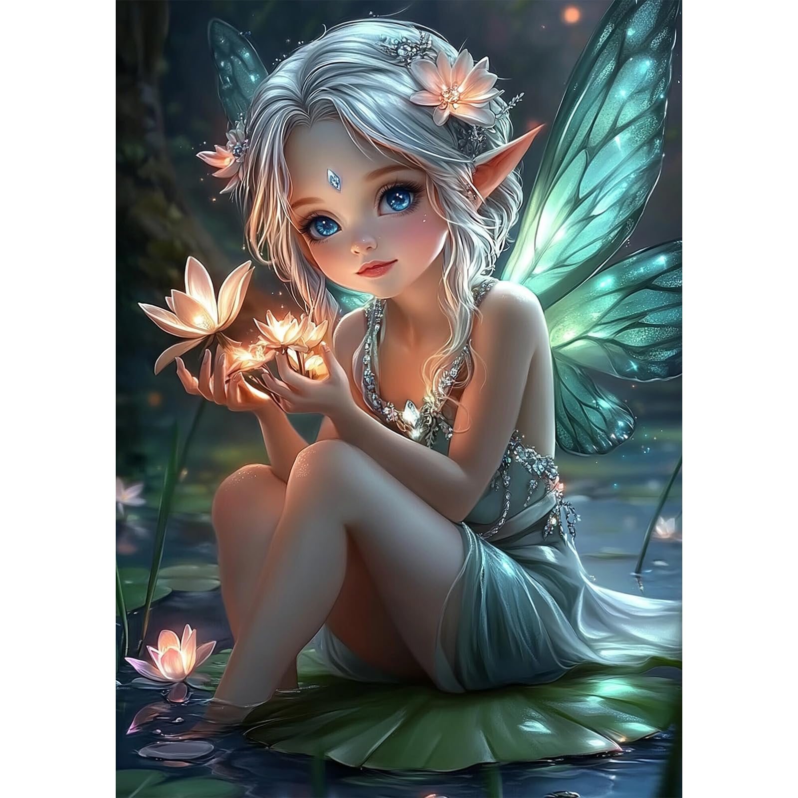 MEIYUDA Diamond Art Fairy Diamond Painting Kits Adults, 5D Diamond Art for Adults Beginners Kids DIY Diamond Painting Kits