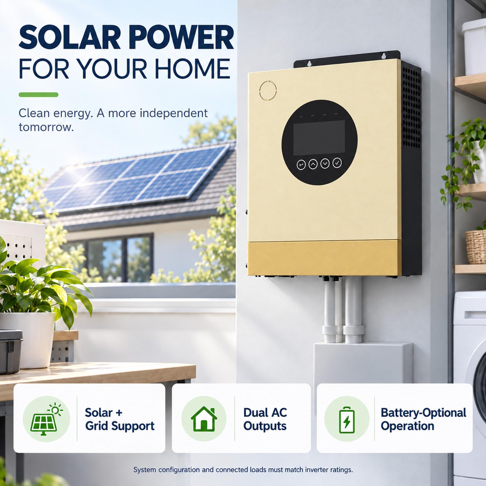 Inversor solar híbrido de 6500 W y 48 V con doble salida de CA Gold