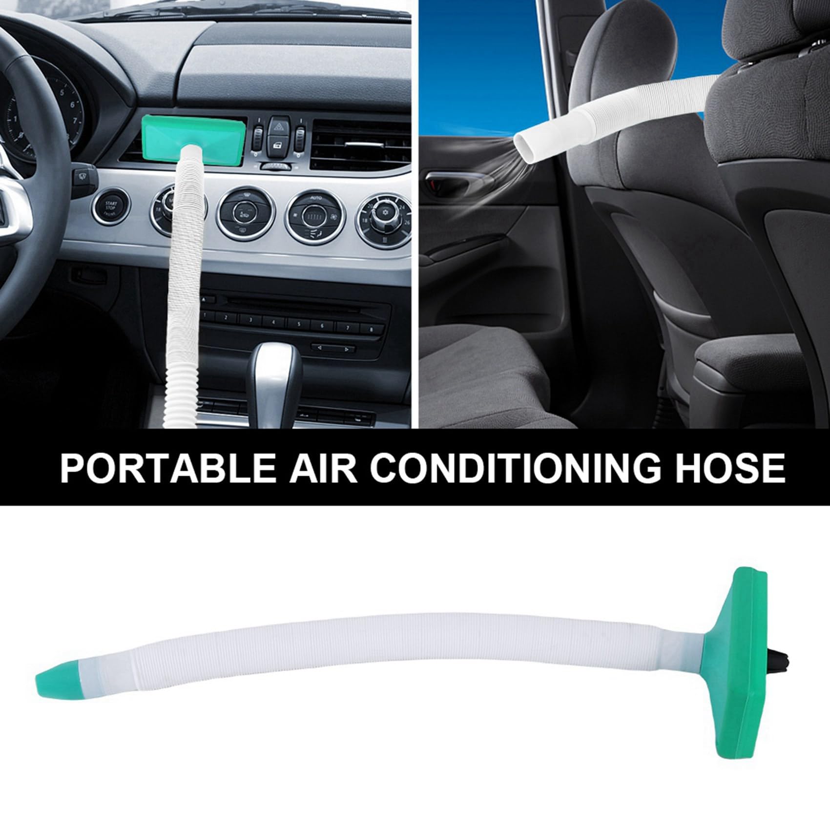 2X Tubo di Prolunga Universale per Aria Condizionata per Auto, Tubo di Uscita Aria Condizionata Telescopico per Auto, Bianca e Verde