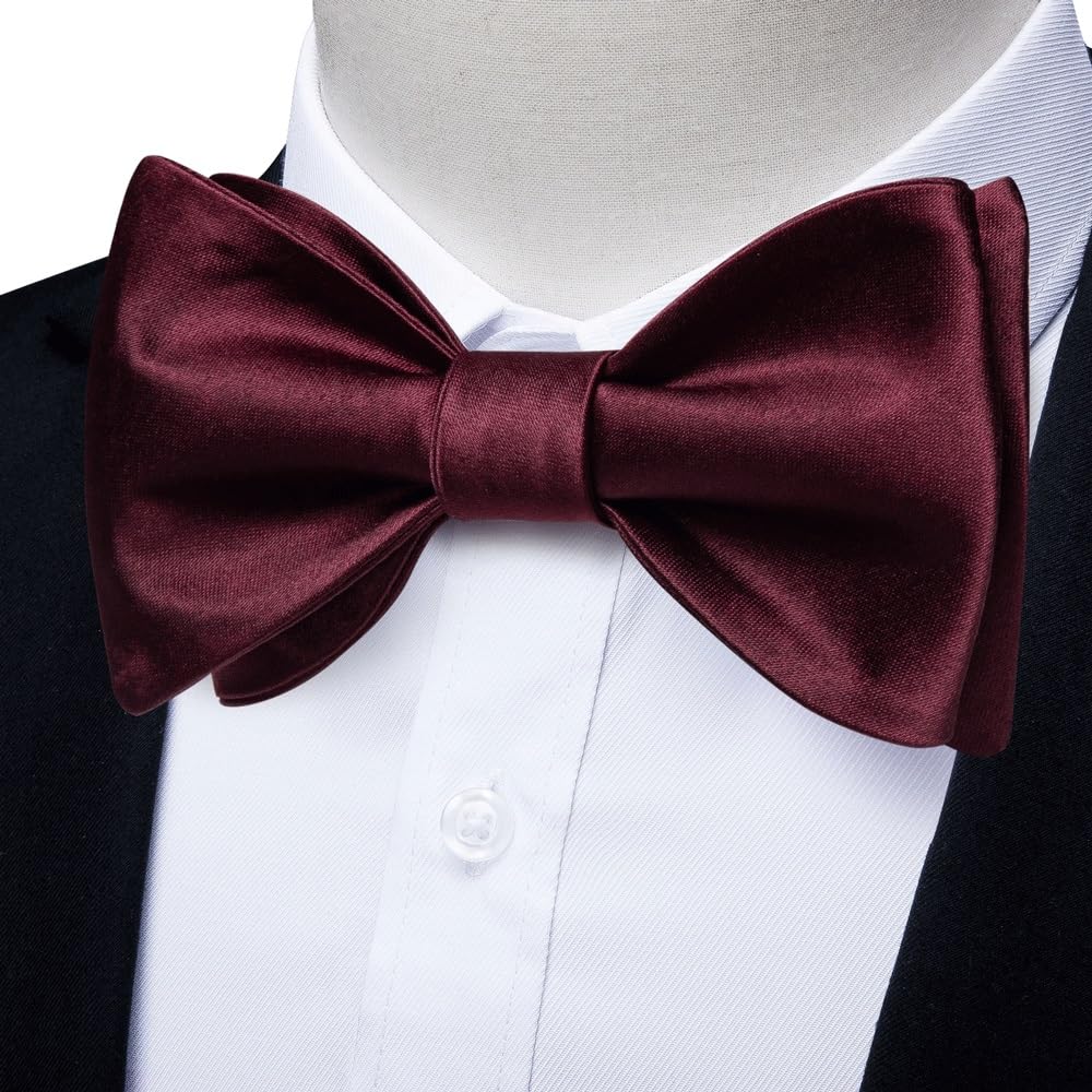 JFDBGU Retro Bowties Classic Silk Solid Bow Ties for Man Wedding Party Groom Knot Hanky Cufflinks