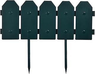 Evelyne Garden Border Edging: Wooden Grain Fence Dog Ear Design - Landscaping Fence Liner Lawn Edge Barrier - Decorative Lawn Landscape Panels Elements -Landscaping Edging (Green, 20ft.)