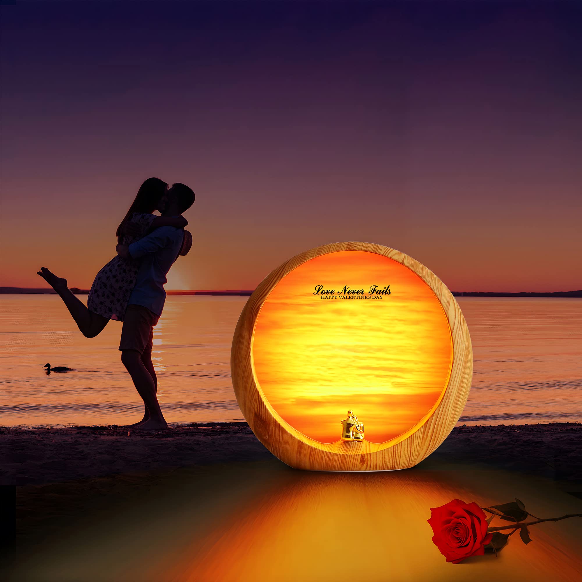 mamre Lampada al Tramonto Dorata Decorazioni Per La Casa Lampada da Tavolo Regali Per Anniversario di Matrimonio San Valentino Festa Della Mamma Compleanno