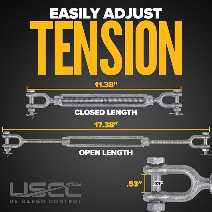 Tensores Quijada x4 3/8" x 6" galvanizados US Cargo Control miniatura 2