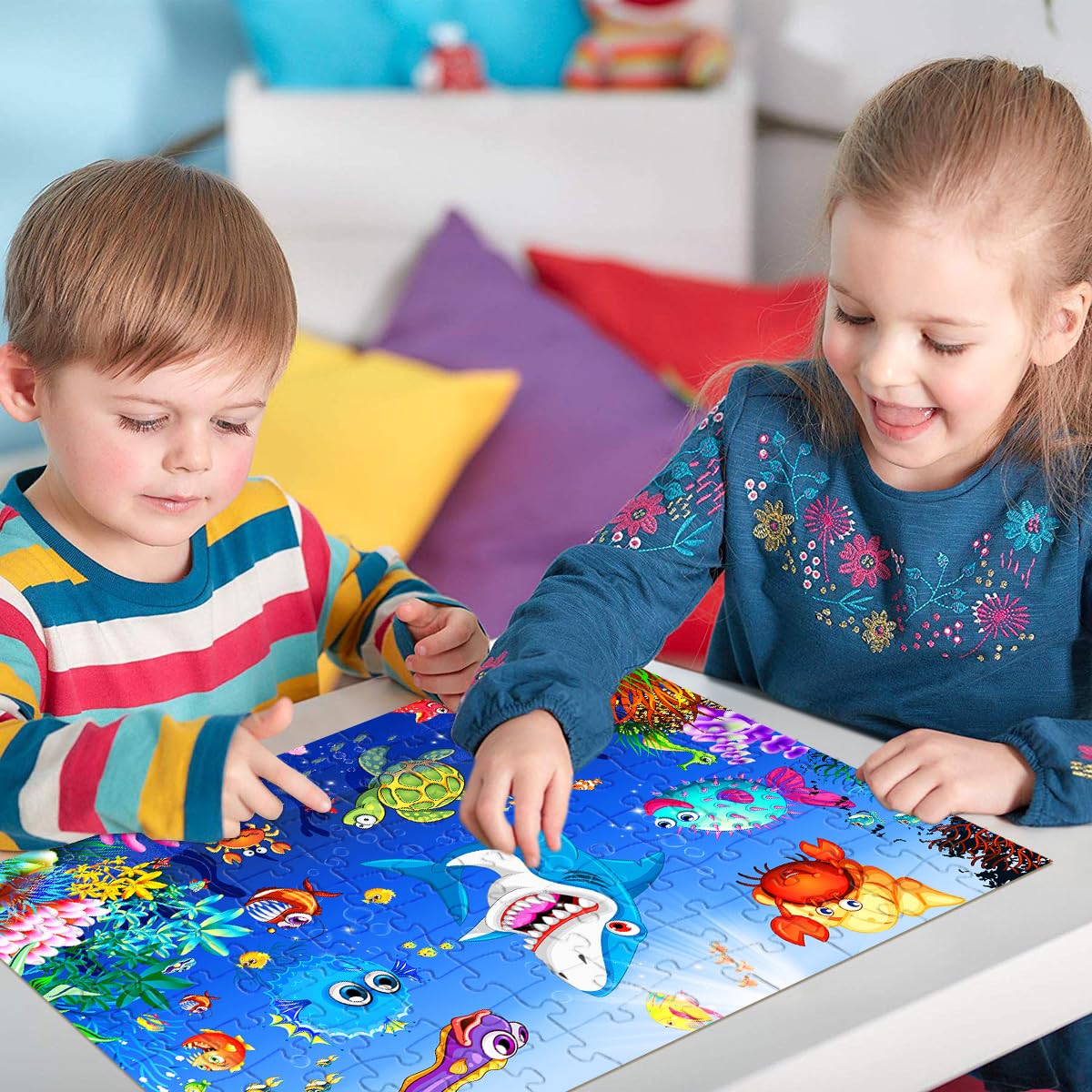 Jigsaw Puzzles 100 Pieces for Kids jigsaw puzzles for Kids 100 Piece Puzzle Educational Learning Toys for 6 7 8 9 girls and boys- Underwater World - Image 4