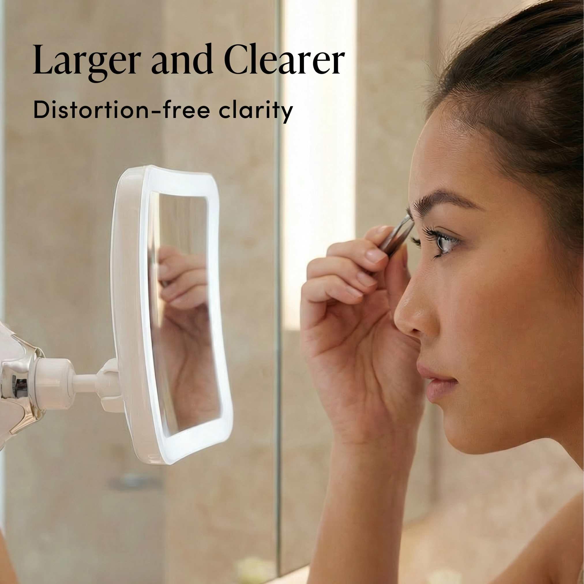Fancii 10x Specchio ingranditore per Trucco con Luce LED e Ventosa Potente - Specchio cosmetico da Viaggio Illuminato - Specchio da Bagno Portatile, Mira (10X)