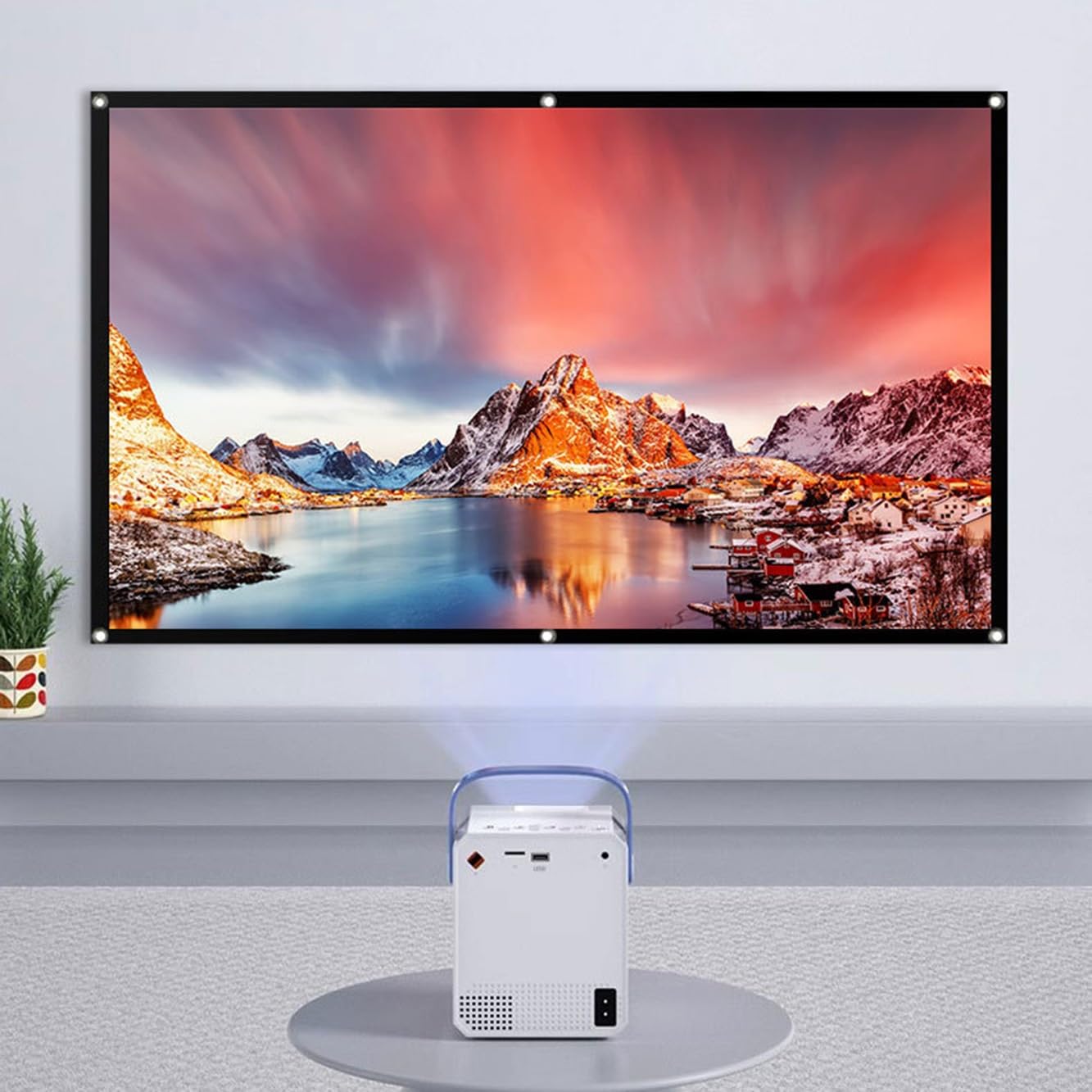 Schermo per Proiettore da 50-130 pollici, Proiettore HD 16:9 per Esterni per Giardino,Campeggio,Schermo Cinematografico Portatile Pieghevole per Camera da Letto, Home Theater(100inch)