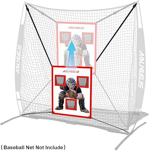 Miniatura 3 de Almohadilla de lanzamiento ajustable, objetivo de zona de huelga de 3 bolsillos para red de béisbol y sóftbol, con receptor realista para