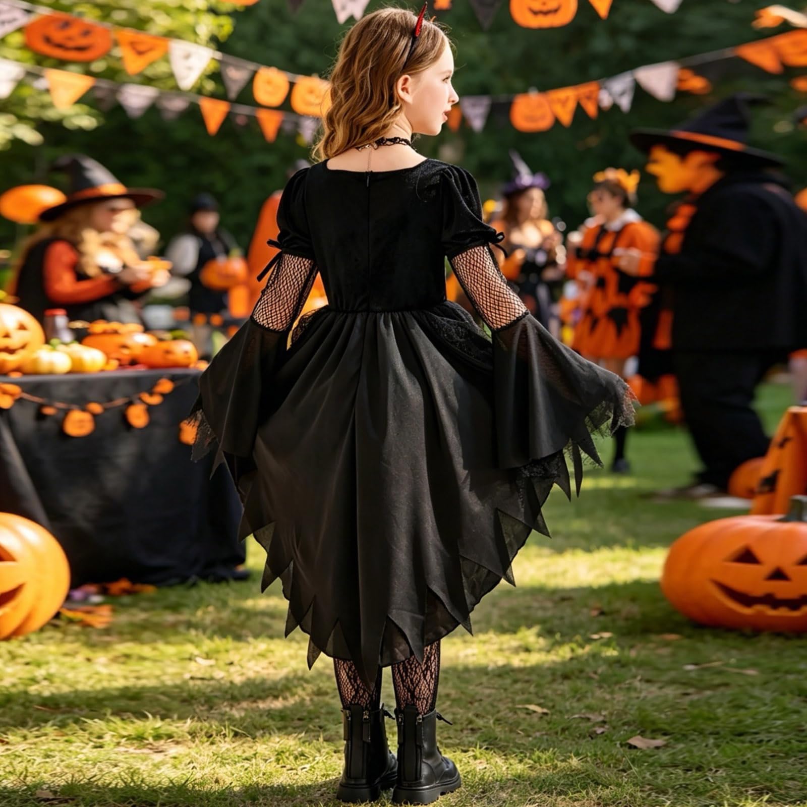 Vestito Halloween per Bambina Disfraz Cosplay Vestito da Festa Disfraz Halloween per Bambina Abito Confortevole Senza Restrizioni Completo di Vestiti da Festa per Bimbe per Festa, Cosplay, Carnevale
