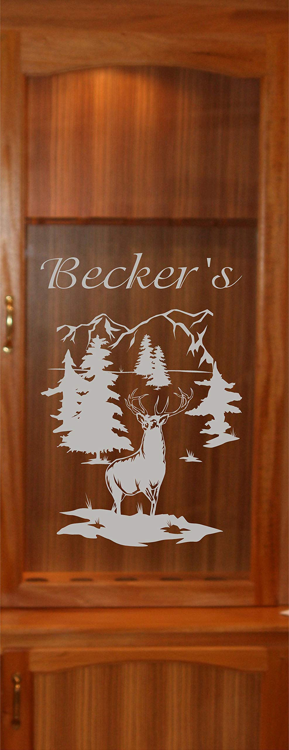 StickerChef Deer Buck Mountains DIY Etched Glass Vinyl Gun Cabinet Window Front Door GC07B