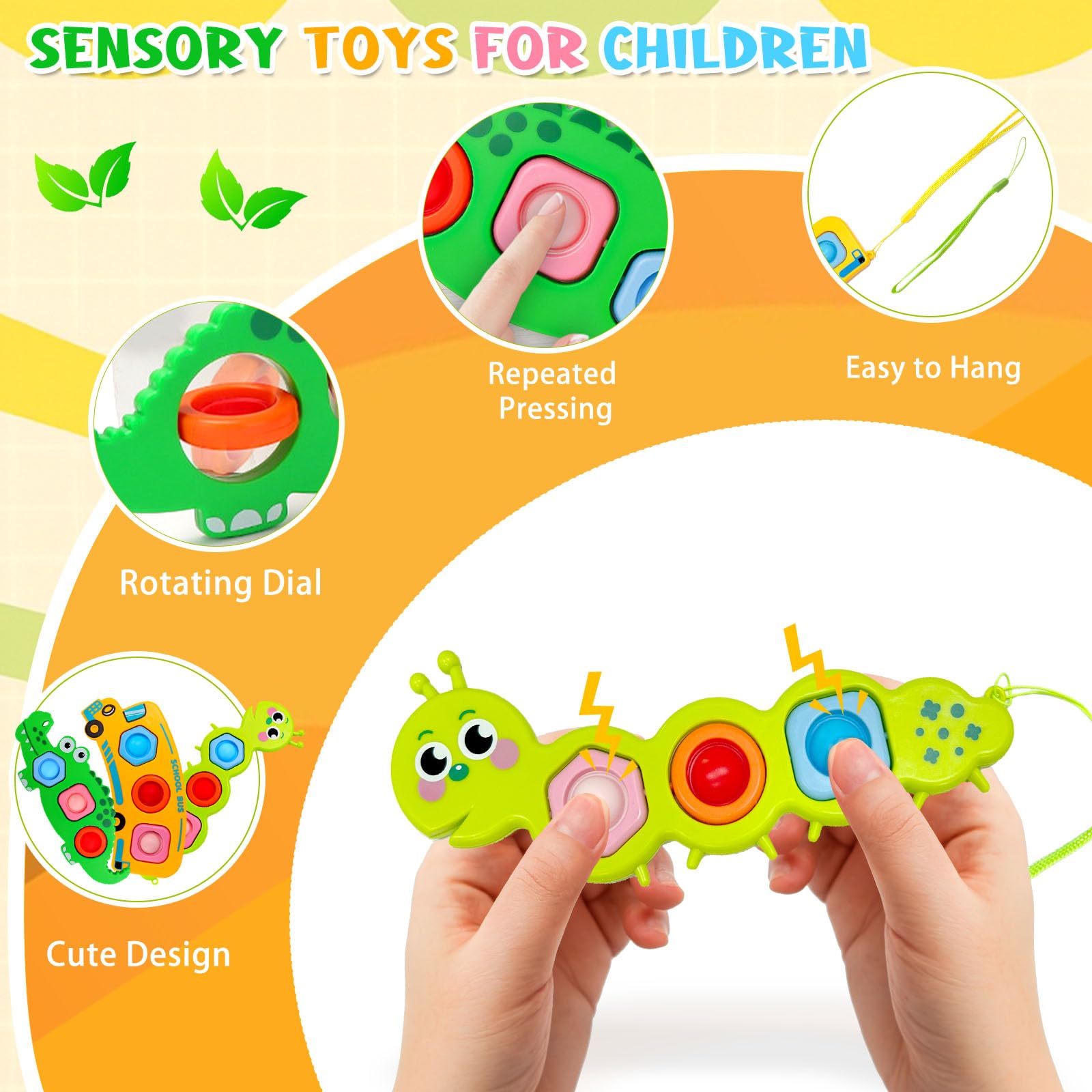 Sensory Fidget Toy for Kids 3 Pcs Fidget Popper Push & Popping Bubbles Cultivate Fine Motor Skill, Montessori Toy - Image 3