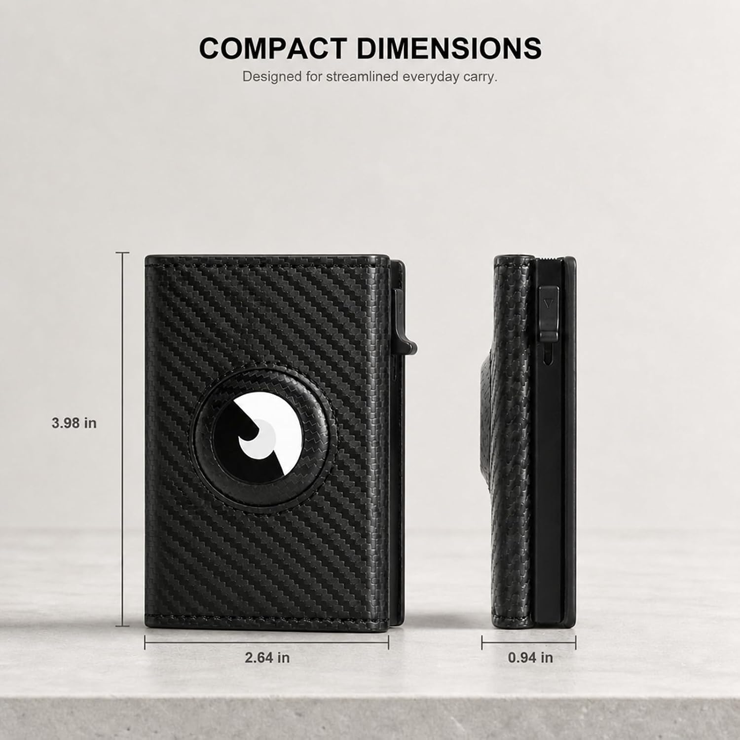 Mens Wallet Card Holder, Wallet for Men Pop up Card Holder, RFID Blocking, Smart, Slim, Minimalist Design for Front Pocket, 12 Card Capacity, ID Window, Cash Slot, Compatible AirTag (Carbon Black) image 3