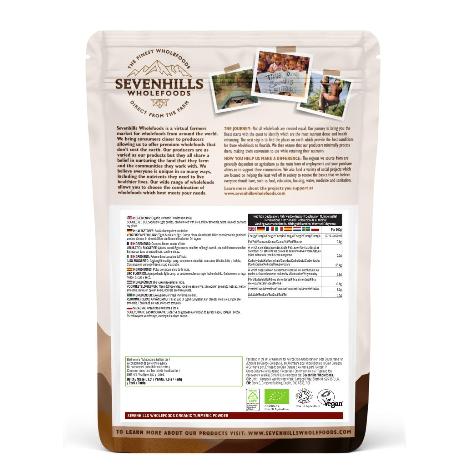 Sevenhills Wholefoods Poudre De Curcuma Crue Bio 1kg