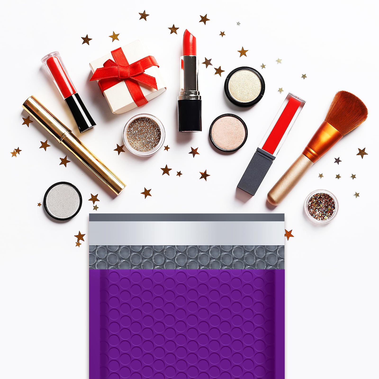 UCGOU Luftpolster-Versandtaschen, 18,4 x 30,5 cm, Violett, 25er-Pack, Nutzmaß 18,4 x 27,9 cm, gepolsterte Umschläge, undurchsichtig, selbstklebend, wasserdicht, für Schmuck und Make-up-Artikel, Nr. 1