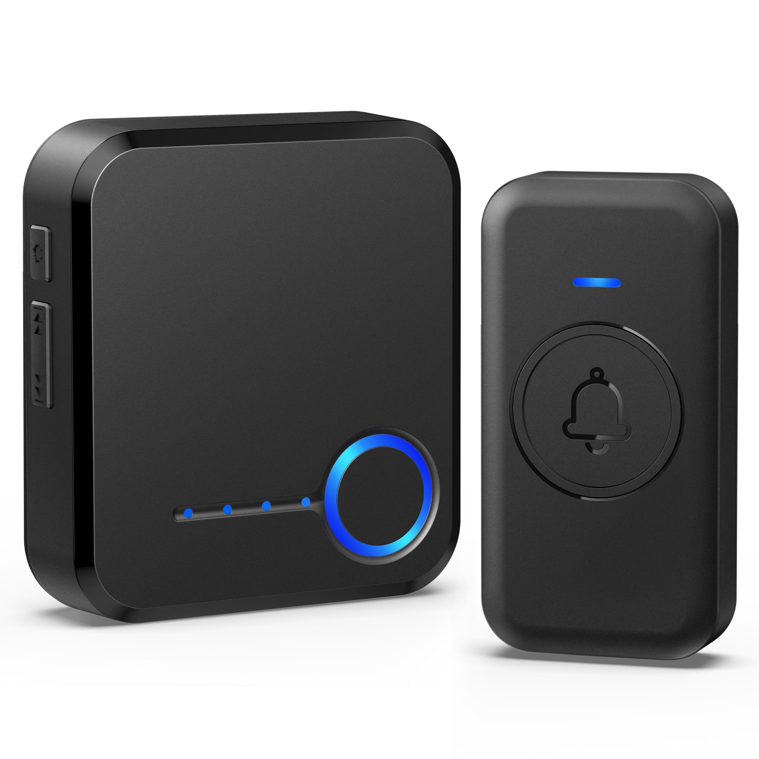 FOVKSUC Wireless Doorbell, Waterproof Door Bell with 60 Chimes, 5 Levels Volume and LED Flash, 1000ft Long Range Classroom Doorbell for Home Office Hospital (1 Receiver & 1 Button, Black)