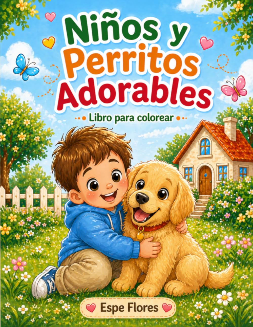 Niños y Perritos Adorables. Libro para colorear (Pequeños Amigos Adorables)