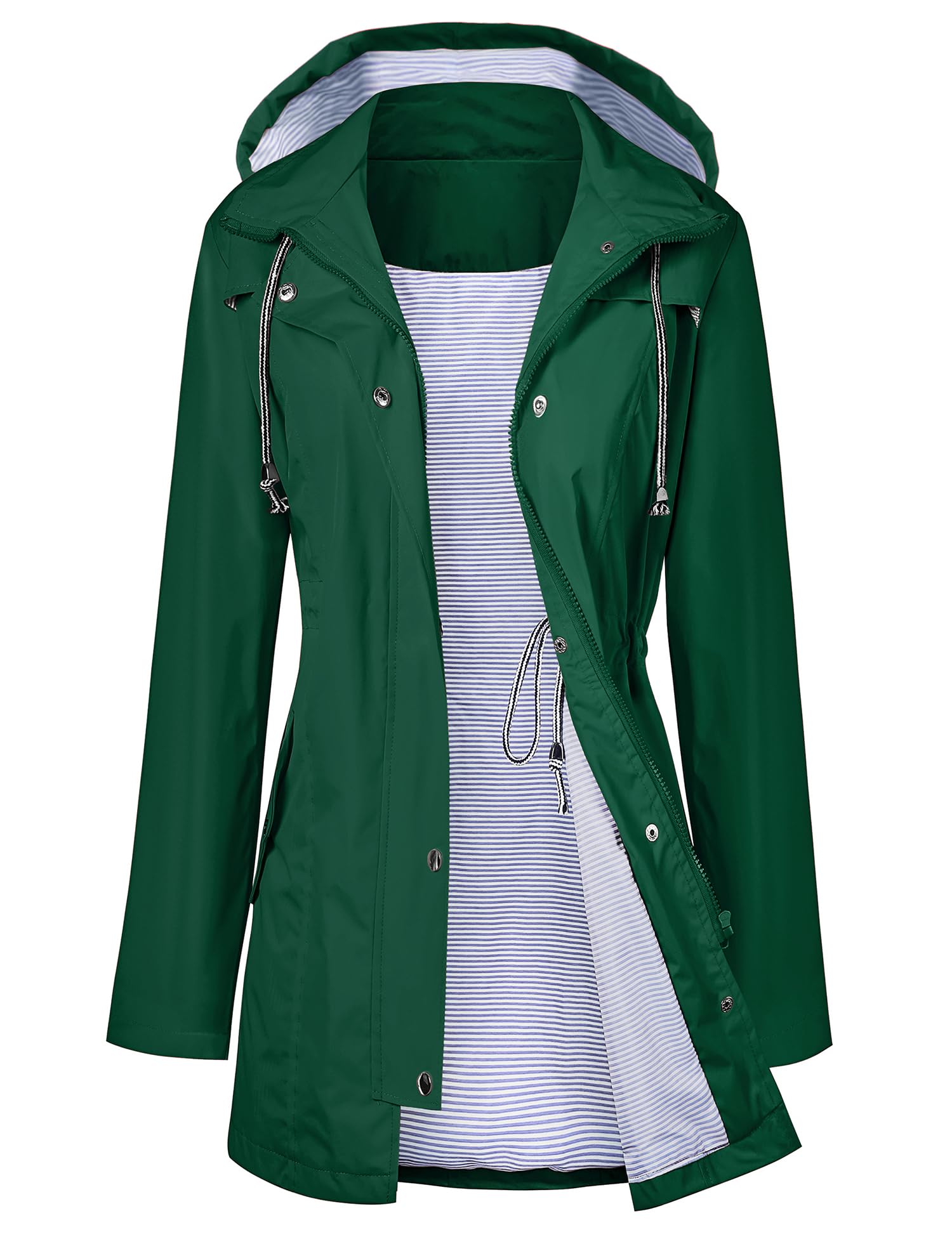 LOMON Raincoat Women Waterproof Long Hooded Trench Coats Lined Windbreaker Travel Jacket S-XXL