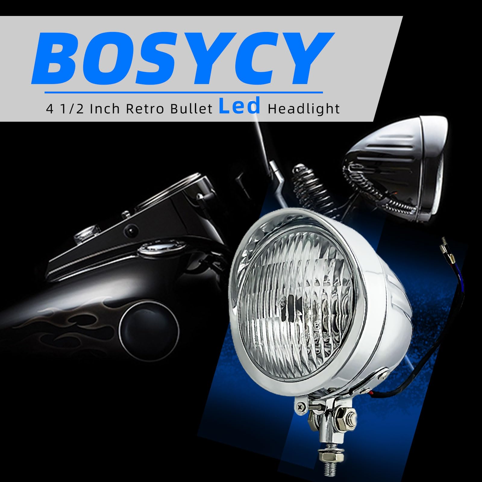 Amazon | BOSCY 4.5インチ ヴィンテージ LED オートバイ ヘッドライト
