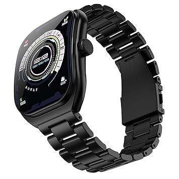 GOBOULT Newly Launched Trail Pro Smartwatch 2.01'' 3D Curved Screen+AMOLED, BT Calling 5.3, 600 Nits Brightness, IP68, 250+ Watchfaces, 120+ Sports Modes, AI Voice Assistant, SpO2 Tracking (Metal Black) - image, photos