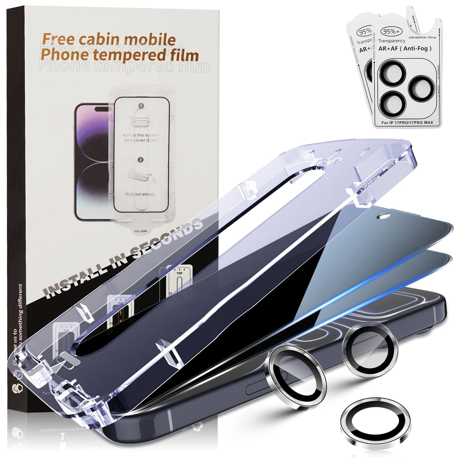 【2+2枚セット】For iPhone 17 Pro Max ガラスフィルム 覗き見防止フィルム(2枚)+カメラフィルム(2枚) 貼り付けキット付き iPhone 17 Pro Max 対応 覗き見防止フィルム 硬度9H 強化ガラス 旭硝子製 疎水疎油 指紋·汚れ防止 Greerass 高感度タッチ 超高透過率 全面保護 耐衝撃 飛散防止 自動吸着 気泡ゼロ 貼り付け簡単
